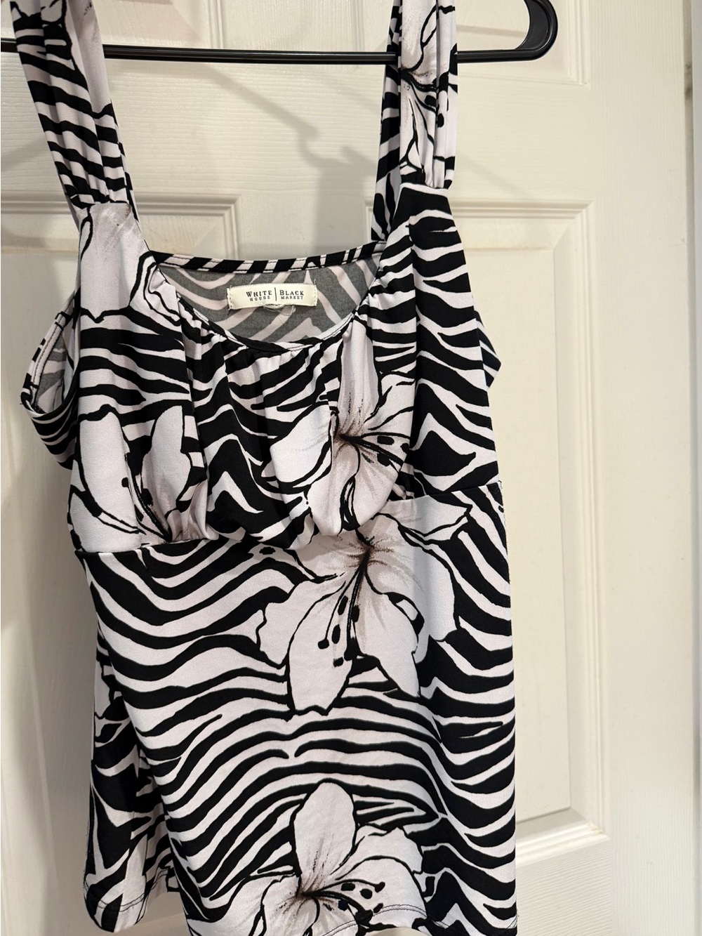 White House Black Market Black & White Floral Zebra Print Camisole